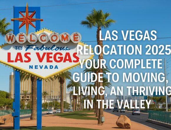 Las Vegas Relocation 2025 Welcome to Fabulous Las Vegas sign with headline text: “Las Vegas Relocation 2025 — Complete Guide to Moving, Living, and Thriving.”