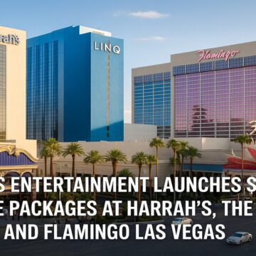 Harrah’s Las Vegas, The LINQ Hotel + Experience, and Flamingo Las Vegas Harrah’s Las Vegas, The LINQ Hotel + Experience, and Flamingo Las Vegas pictured for Caesars Entertainment’s $300 Escape package — two-night stay with a $200 dining credit included; taxes and resort fees included.