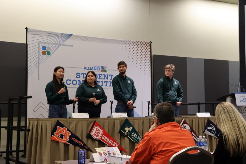 The Cal Poly team presents during the 2025 International Roofing Expo Photo credit The Roofing Alliance