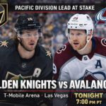 Golden Knights host Avalanche with Pacific lead at stake