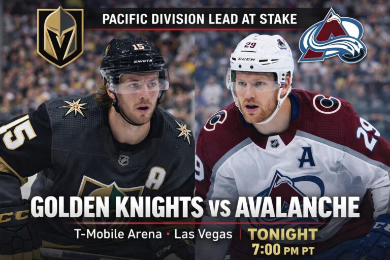 Golden Knights Host Avalanche as Pacific Lead on the Line at T-Mobile Arena