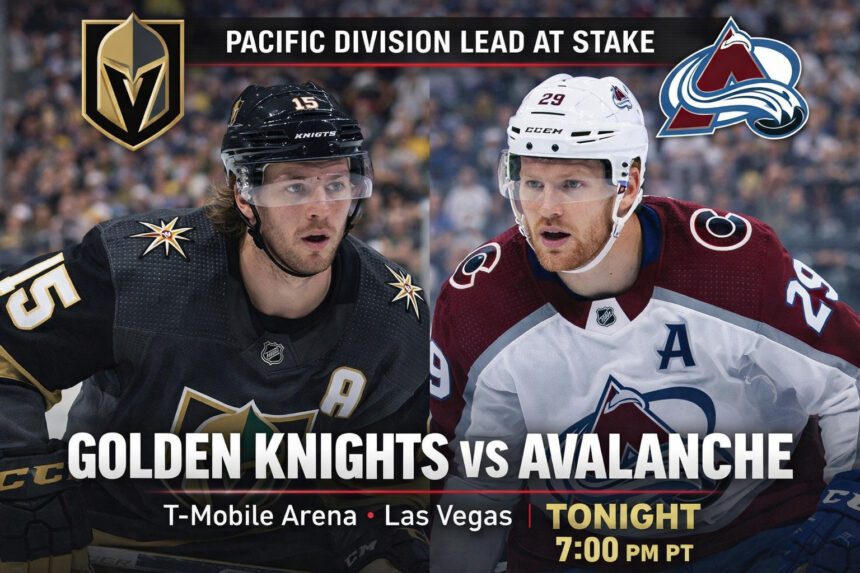 Golden Knights host Avalanche with Pacific lead at stake Golden Knights host Avalanche with Pacific lead at stake