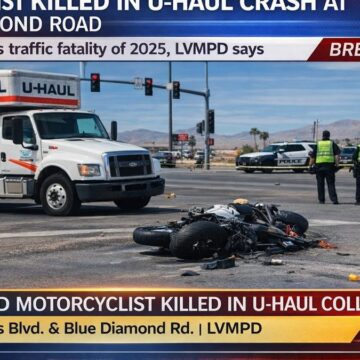 Motorcyclist killed in U-Haul crash at Blue Diamond Road Motorcyclist killed in U-Haul crash at Blue Diamond Road