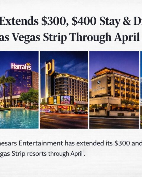 Caesars Entertainment extends its $300 and $400 Stay & Dine promotions at select Las Vegas Strip resorts through April 2, including Flamingo, Harrah?s, Horseshoe, Planet Hollywood, The Cromwell and The LINQ.