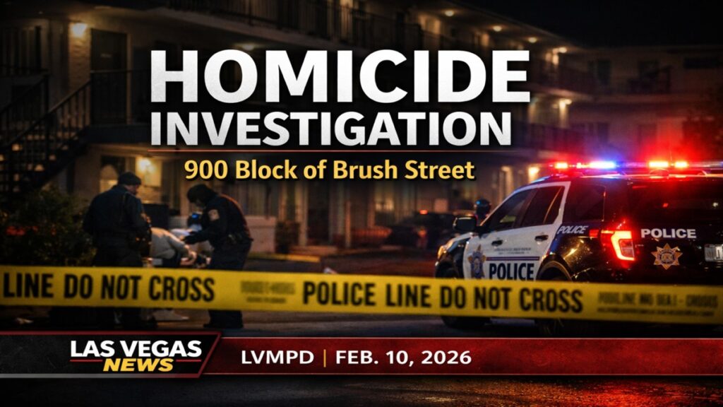 LVMPD investigates a fatal blunt force homicide after a man was found dead in an apartment on Brush Street Feb. 10.