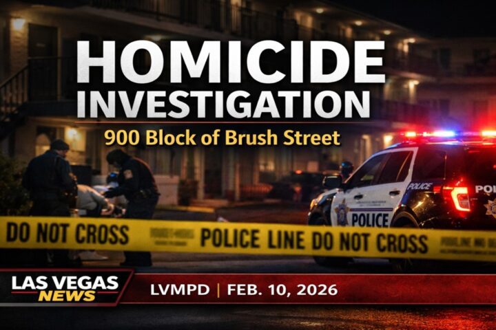 LVMPD investigates a fatal blunt force homicide after a man was found dead in an apartment on Brush Street Feb. 10.