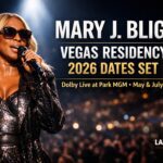 Mary J. Blige performing on stage as she announces her 2026 Las Vegas residency at Dolby Live at Park MGM.