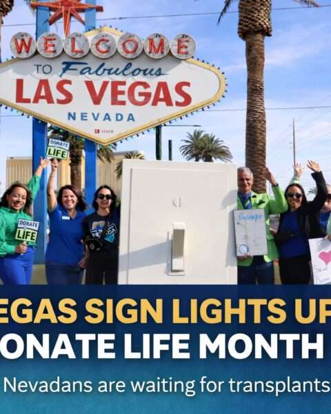 Las Vegas Sign Lights Up for Donate Life Month