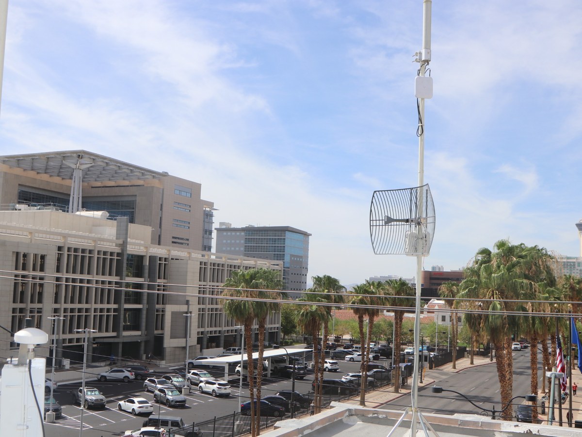 Las Vegas Smart City broadband infrastructure and directional antenna in downtown Las Vegas