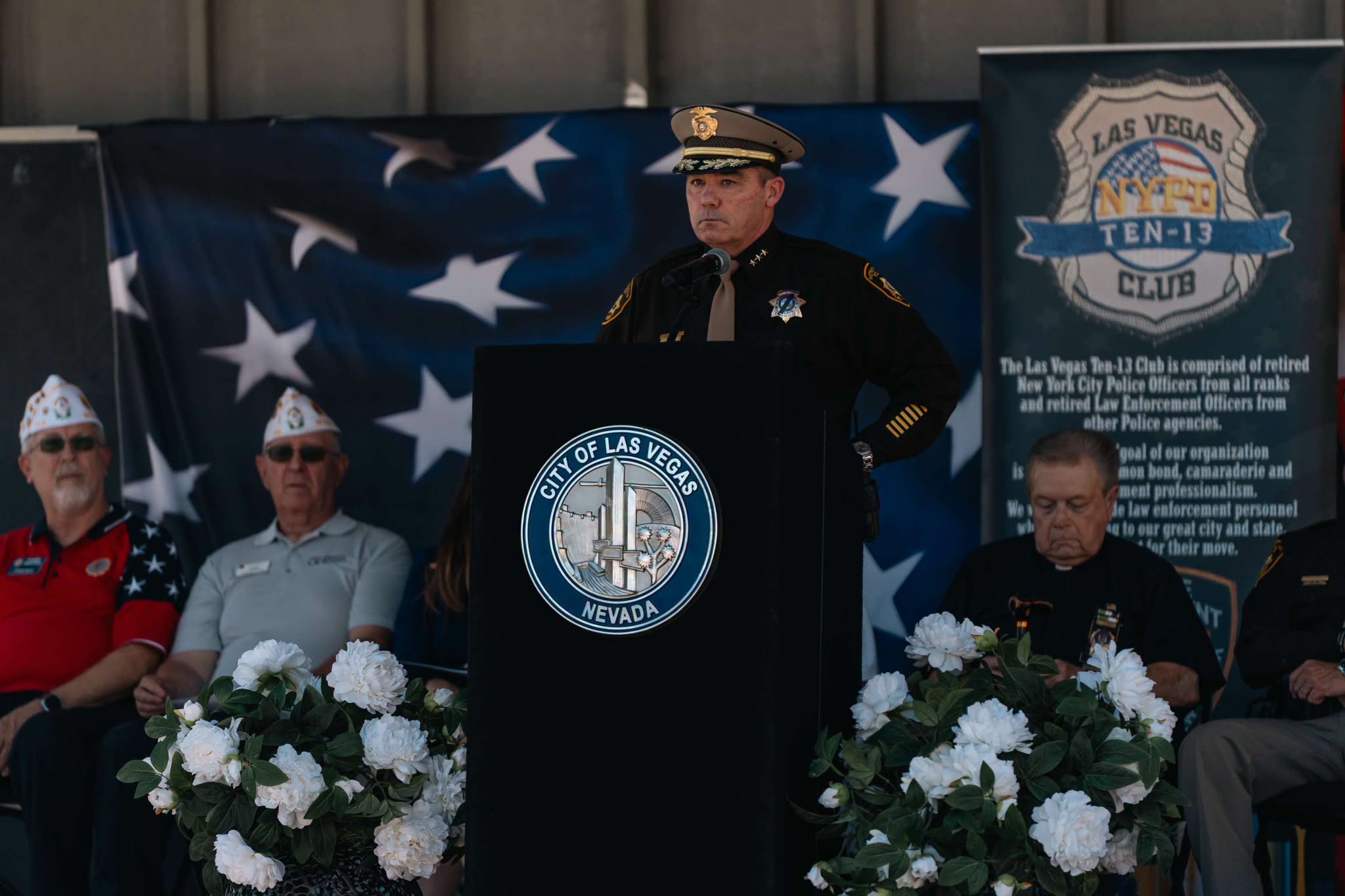 Speaker at the Las Vegas Ten-13 Club September 11 memorial ceremony at Police Memorial Park