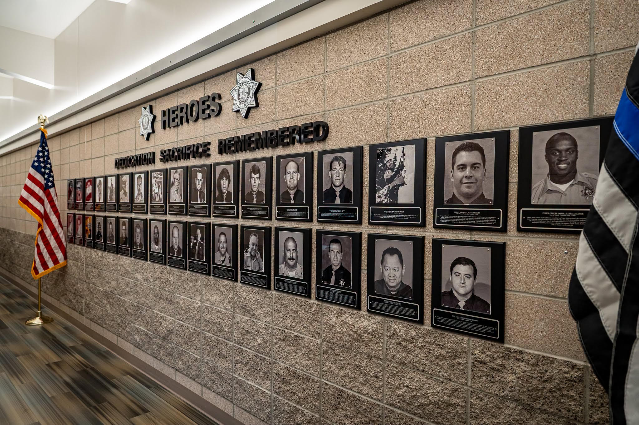 LVMPD fallen officers memorial wall at Southeast Area Command in Las Vegas